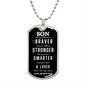 Son | Braver Strong Smarter, Love Mom & Dad | Luxury Dog Tag